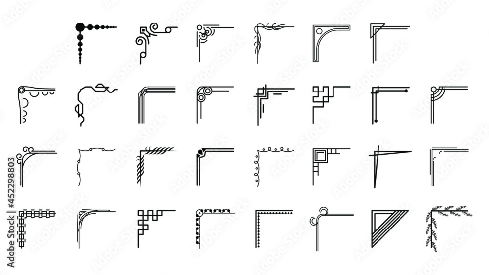 Set Hand Draw Of Corners Different Shapes Flower Decoration Vector Design Doodle Sketch Style For Wedding And Banner Set Hand Draw Of Corners Different Shapes Flower Decoration Vector Design Doodle Sketch Style For Wedding And Banner