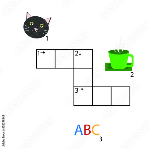 Mini crossword puzzle for children. School . Vector.