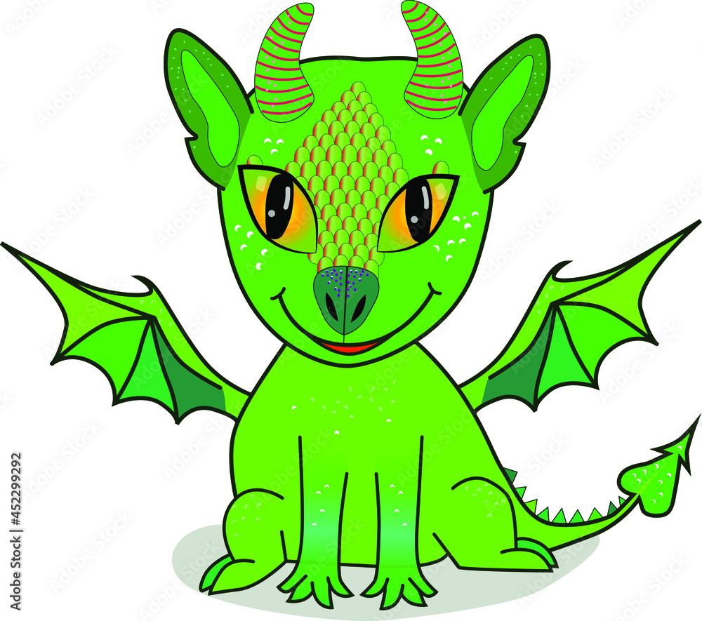 A fabulous creature dragon. Vector drawing of a dragon with wings. A fabulous creature dragon. Vector drawing of a dragon with wings.