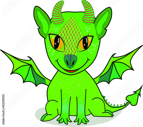 A fabulous creature dragon. Vector drawing of a dragon with wings.