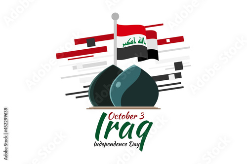 October 3, Happy Iraq National Day Vector illustration. Suitable for greeting card, poster and banner.