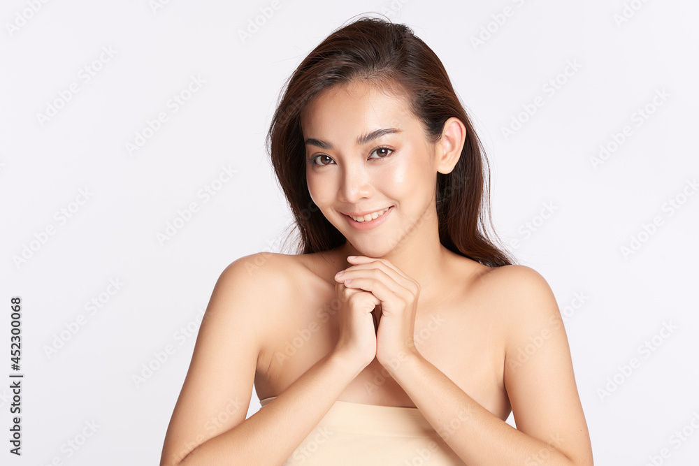 Beautiful young asian woman with clean fresh skin on white background, Face care, Facial treatment, Cosmetology, beauty and spa, Asian women portrait. Beautiful young asian woman with clean fresh skin on white background, Face care, Facial treatment, Cosmetology, beauty and spa, Asian women portrait.