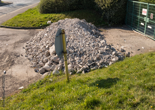 Pile of broken concrete rubble