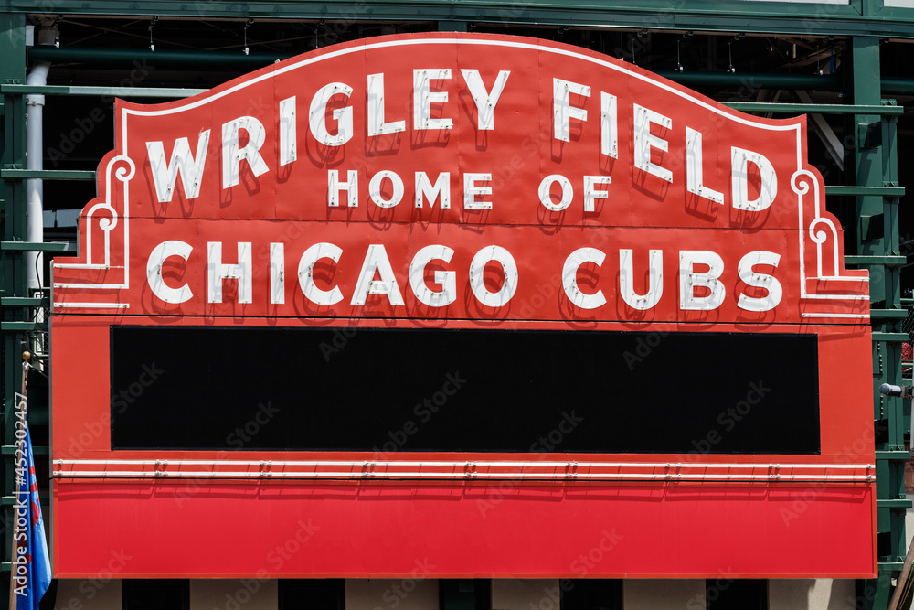 Wrigley Field Home of Chicago Cubs Marquee with copy space