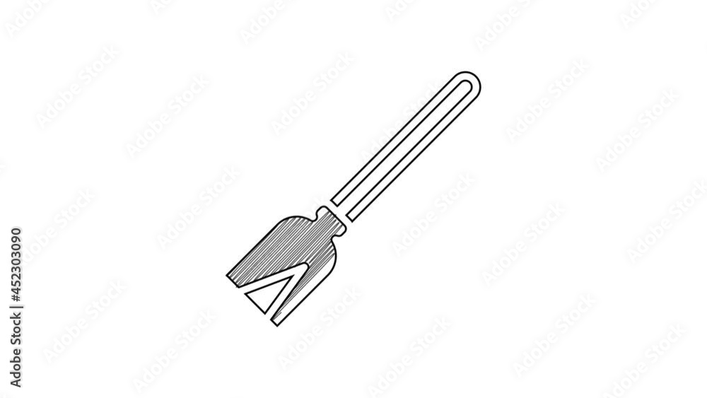 Black line Handle broom icon isolated on white background. Cleaning service concept. 4K Video motion graphic animation Black line Handle broom icon isolated on white background. Cleaning service concept. 4K Video motion graphic animation