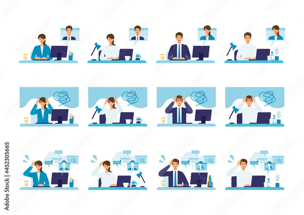 Vector illustration of people having communication via telecommuting system. Vector illustration of people having communication via telecommuting system.