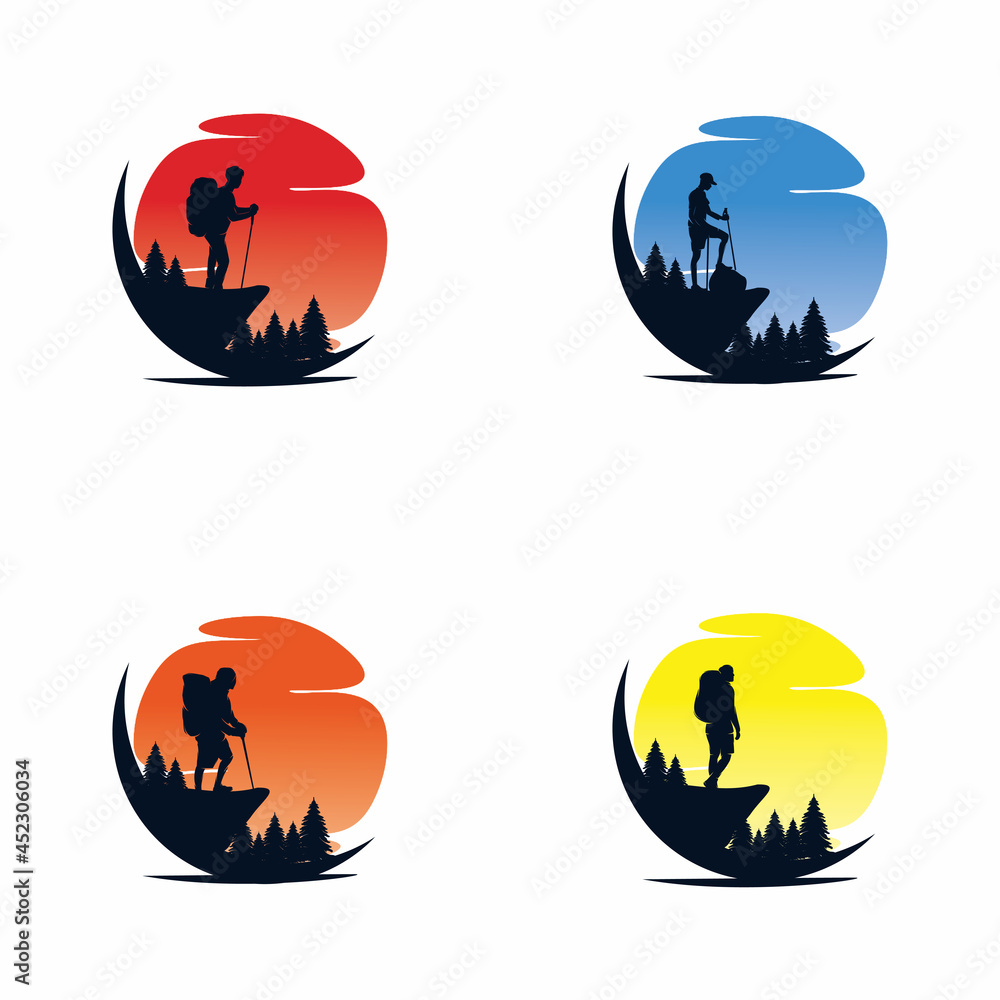Hiking Adventure Logo Vector Design Hiking Adventure Logo Vector Design