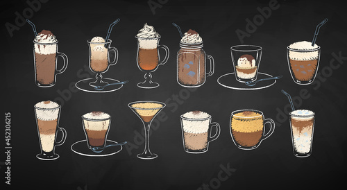Chalk drawn dessert coffee drinks