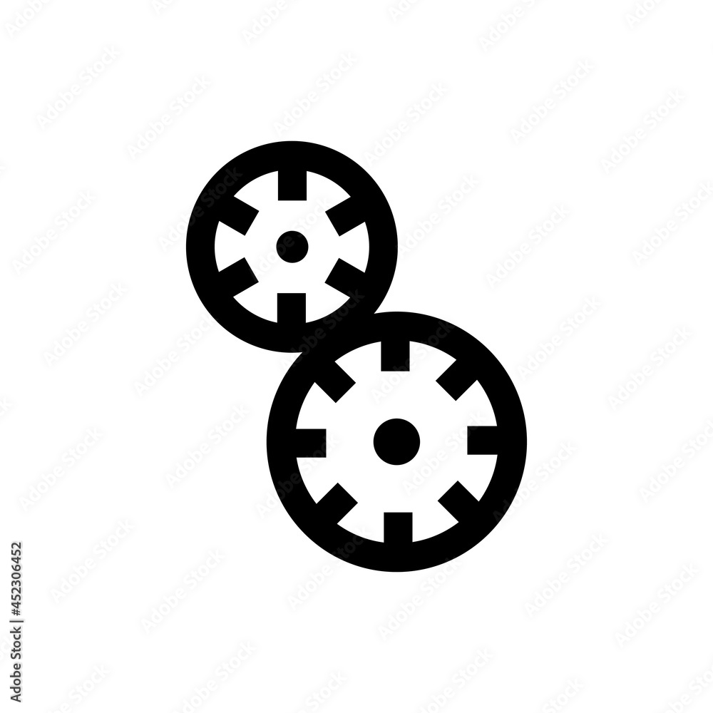 Outline icon. Gears emblem. isolated Vector illustration Outline icon. Gears emblem. isolated Vector illustration