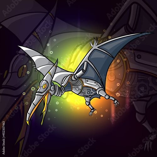 The steampunk of pteranodon esport logo design