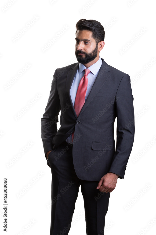A young man wearing suit on a white background A young man wearing suit on a white background