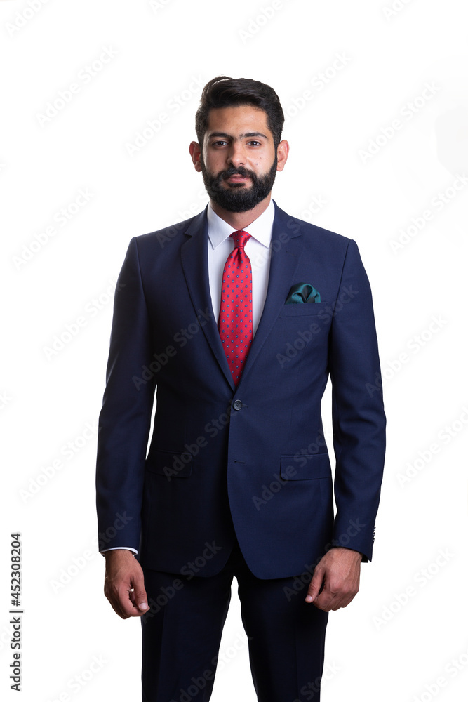 A young man wearing suit on a white background A young man wearing suit on a white background