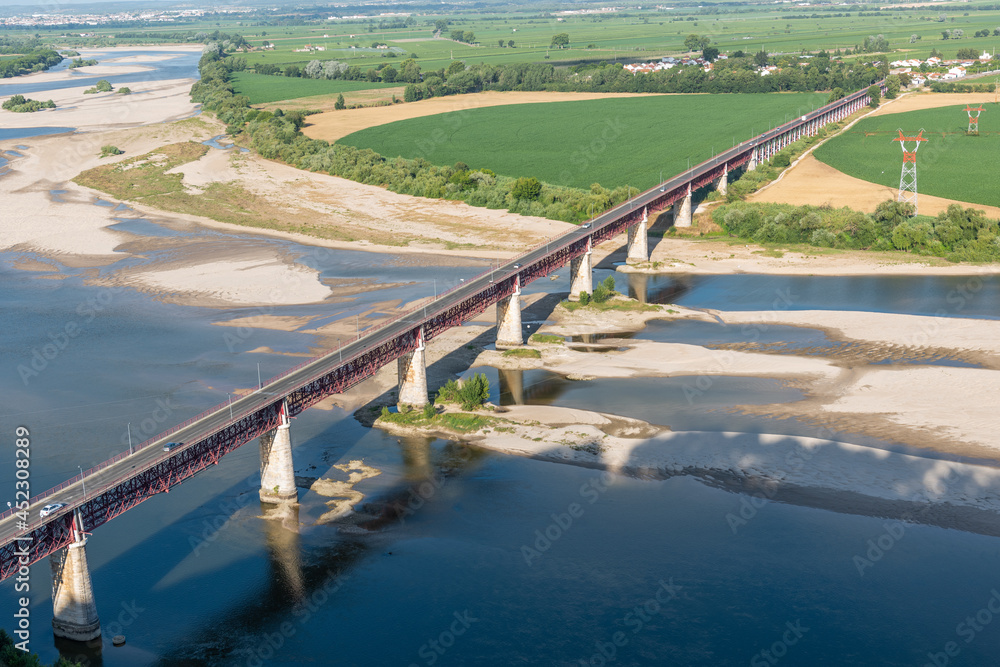 Landscape over the Dom Luís I Bridge in Santarém, Portugal