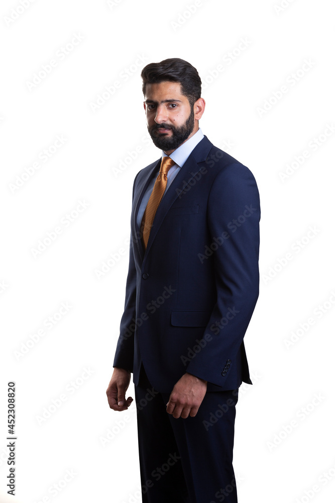 A young man wearing suit on a white background A young man wearing suit on a white background