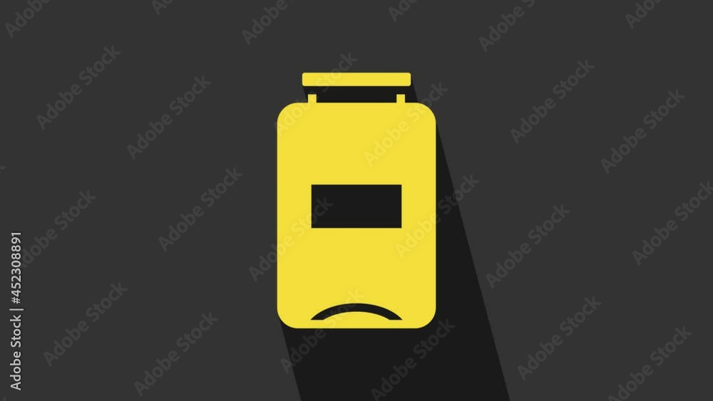 Yellow Jam jar icon isolated on grey background. 4K Video motion graphic animation Yellow Jam jar icon isolated on grey background. 4K Video motion graphic animation