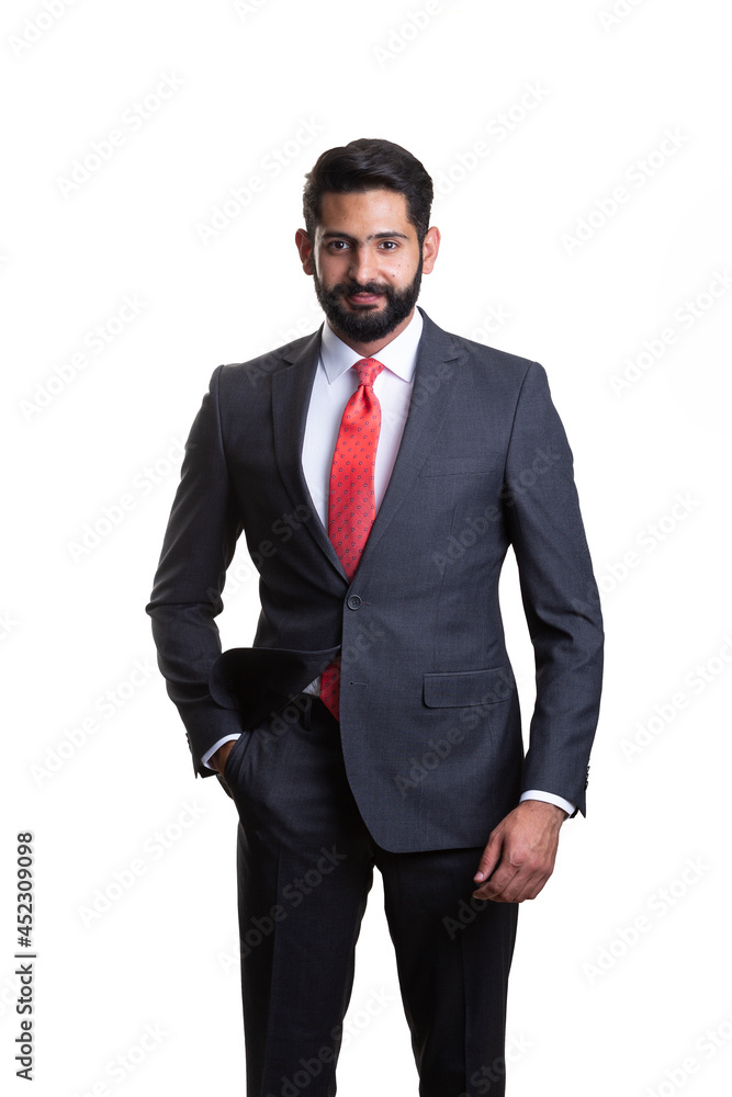 A young man wearing suit on a white background A young man wearing suit on a white background