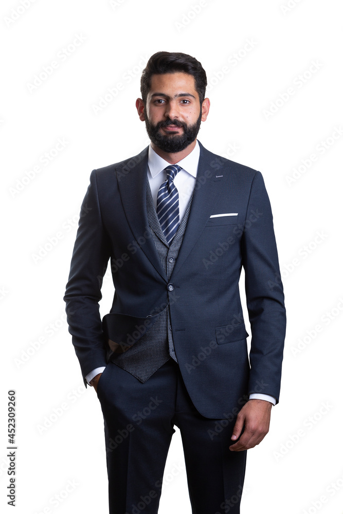 A young man wearing suit on a white background A young man wearing suit on a white background