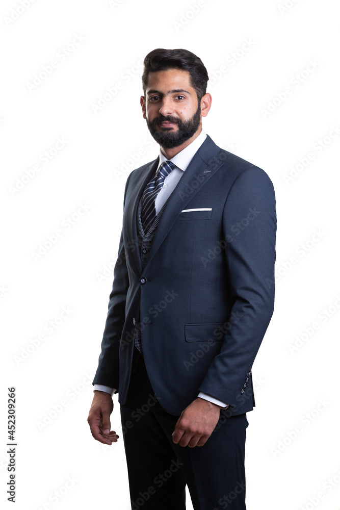A young man wearing suit on a white background A young man wearing suit on a white background