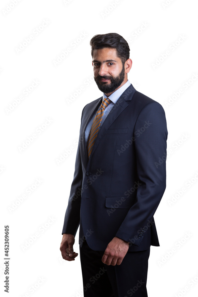 A young man wearing suit on a white background A young man wearing suit on a white background