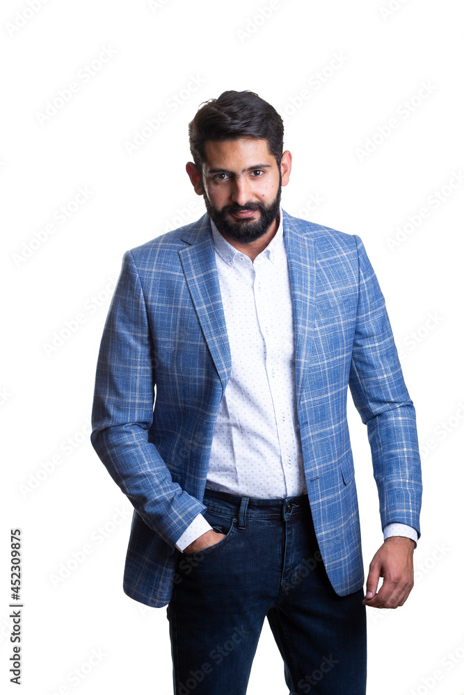A young man wearing suit on a white background A young man wearing suit on a white background