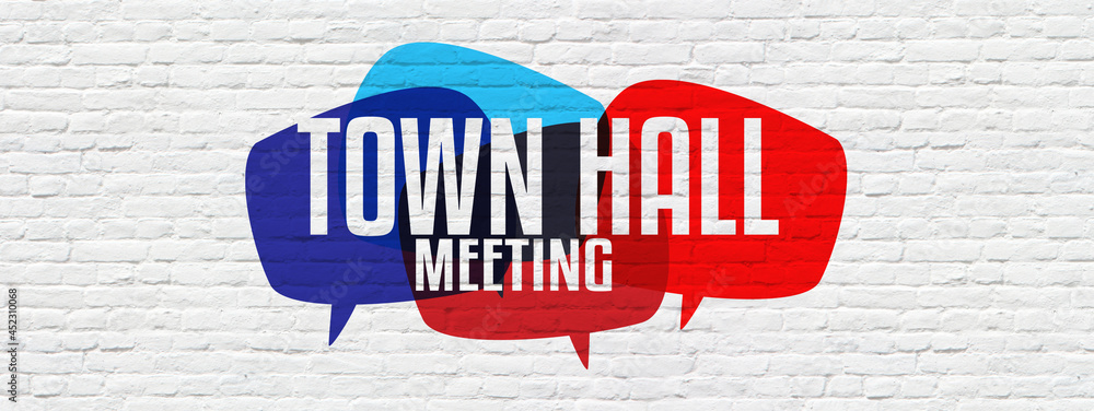 Town hall meeting on speech bubble	 - obrazy, fototapety, plakaty 