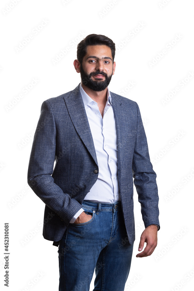 Fototapeta premium A young man wearing suit on a white background