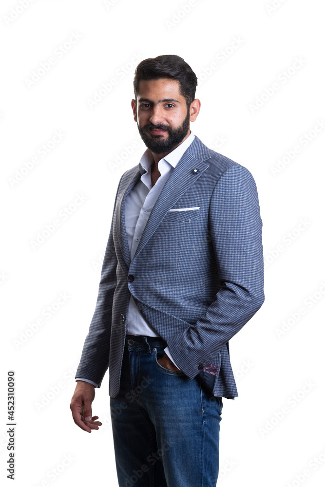 Fototapeta premium A young man wearing suit on a white background