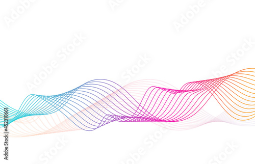 Abstract wavy stripes. Colorful wave lines isolated white background. Wave of the many colored lines. Element for design. Vector illustration