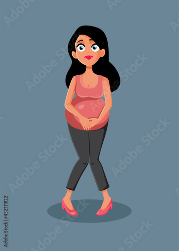 Pregnant Woman Dealing with Frequent Urination Problem Vector Cartoon