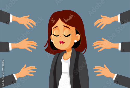 Female Employee Feeling Harassed at the Workplace Vector Illustration