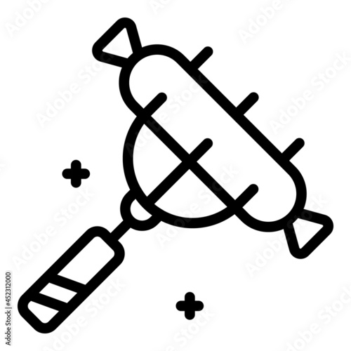 Sausage fork icon outline vector. Meat bbq. Grill food