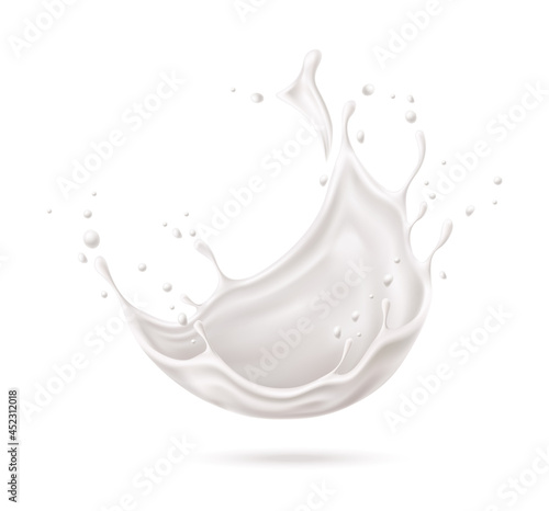 Vector realistic milk splash for dairy design