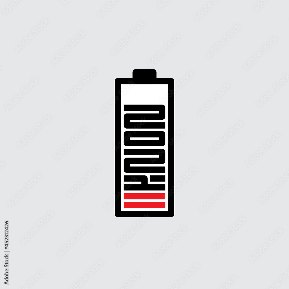 A difficult end to a difficult 2021. Almost complete emptiness and lack of energy. It's time to take stock. Low battery charge. The end of the year or cycle. Illustration for the design of the article A difficult end to a difficult 2021. Almost complete emptiness and lack of energy. It's time to take stock. Low battery charge. The end of the year or cycle. Illustration for the design of the article