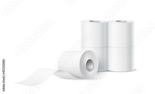 Vector realistic toilet paper roll white blank