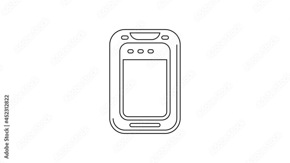 Black line Smartphone, mobile phone icon isolated on white background. 4K Video motion graphic animation Black line Smartphone, mobile phone icon isolated on white background. 4K Video motion graphic animation