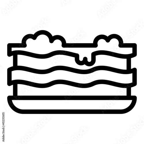 Bolognese lasagna icon outline vector. Lasagne pasta. Italian food