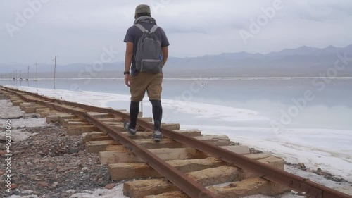 An abandoned railway in Chaka salt lake in Qinghai, China | Silk Road photo