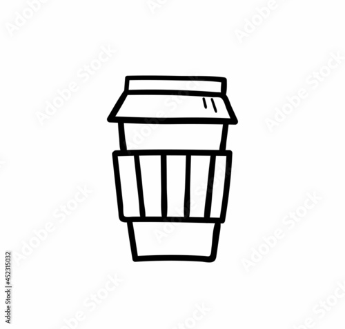 Coffee and tea thermocup. Vector hand drawn doodle illustration.