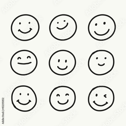 hand drawn smiley faces, smile line illustration