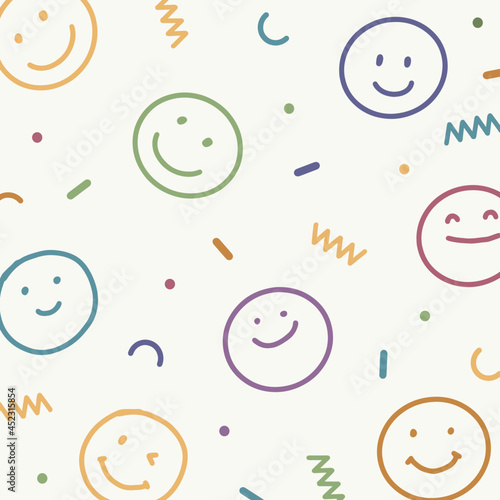 hand drawn smiley faces pattern, smiley face Background vector