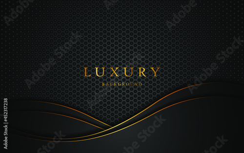 Abstract elegant golden lines on black background with free space for design. 