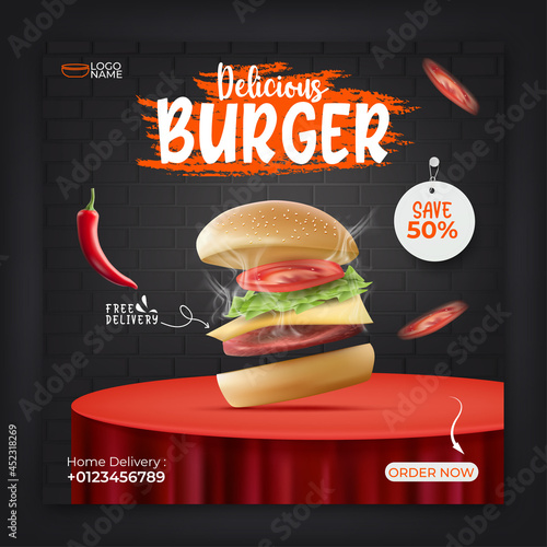 Food menu banner template for social media promotion.