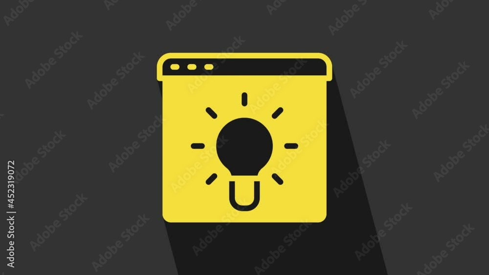 Yellow Browser window icon isolated on grey background. 4K Video motion graphic animation Yellow Browser window icon isolated on grey background. 4K Video motion graphic animation