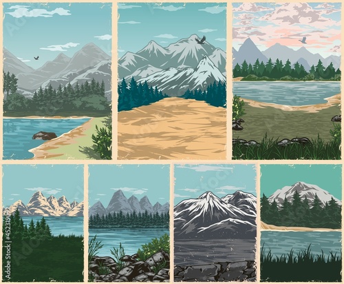 National parks colorful posters collection