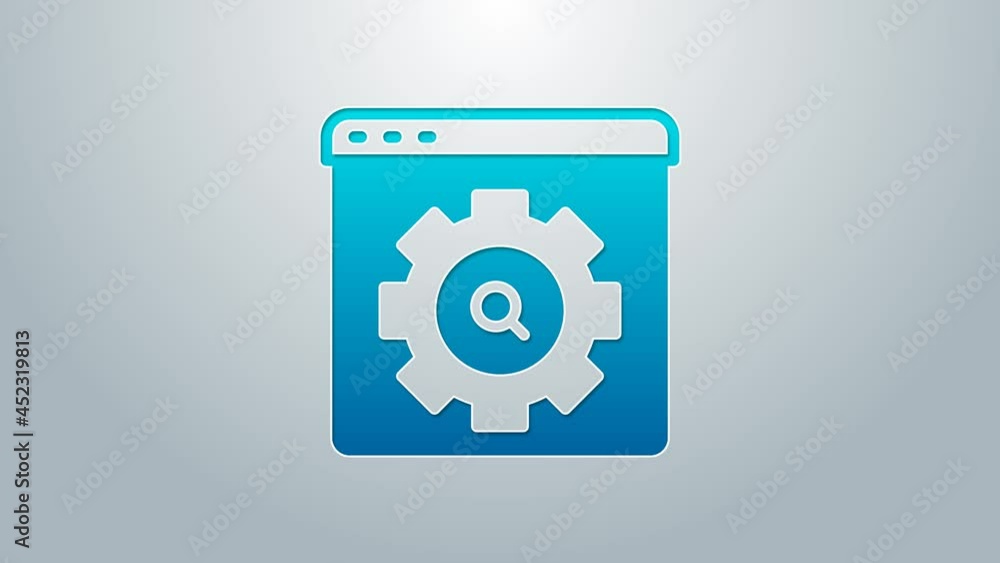 Blue line Browser setting icon isolated on grey background. Adjusting, service, maintenance, repair, fixing. 4K Video motion graphic animation Blue line Browser setting icon isolated on grey background. Adjusting, service, maintenance, repair, fixing. 4K Video motion graphic animation