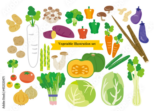 Fototapete シンプルな野菜のイラストセット