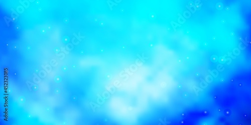 Dark BLUE vector background with colorful stars.