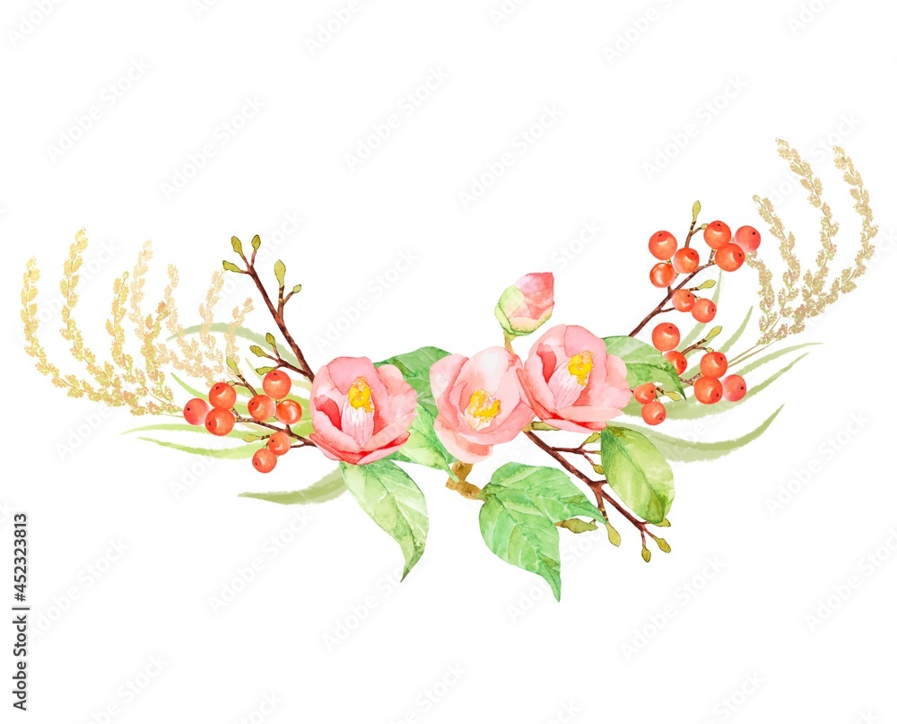 正月飾りの水彩画 正月飾りの水彩画