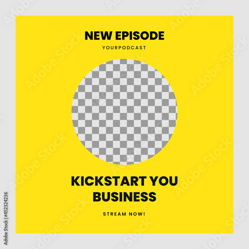 Social media post template for Business theme podcast with photo slot