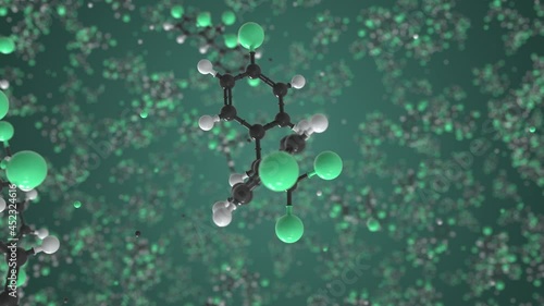 DDT molecule, conceptual molecular model. Chemical looping 3d animation
